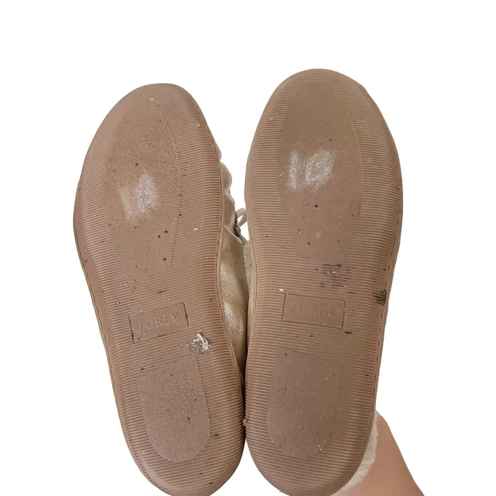 J. Crew Gold Metallic Slipper Moccasins Sz 7
